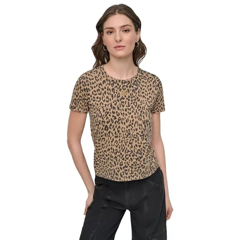 DKNY Jeans Cheetah‑Print Short‑Sleeve T‑Shirt – Size XL – NWT – $79 - Picture 1 of 3